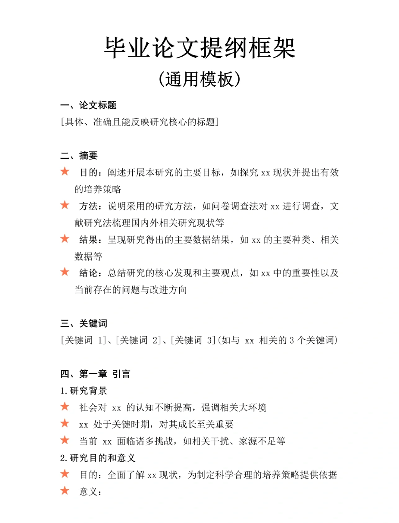 论文大纲模板